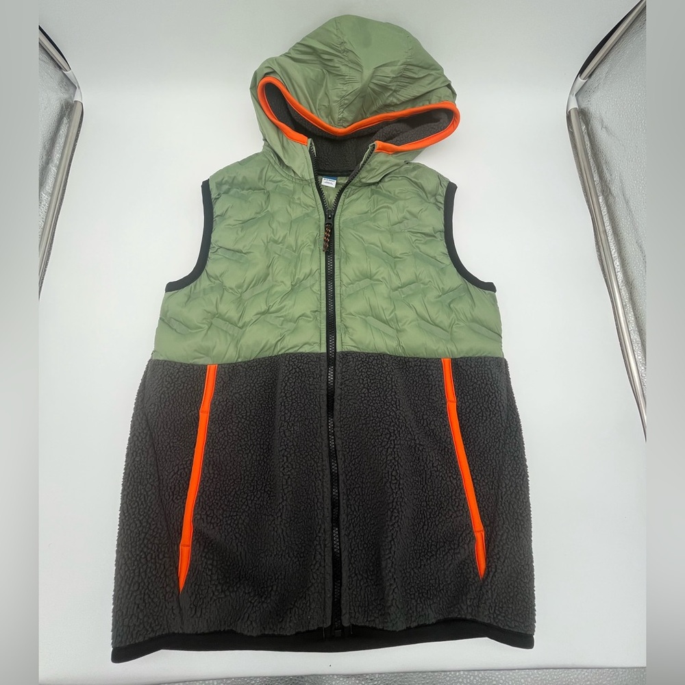 Old Navy Boys XL (14-16) Green Full Zip Hooded Puffer outdoor hiking vest